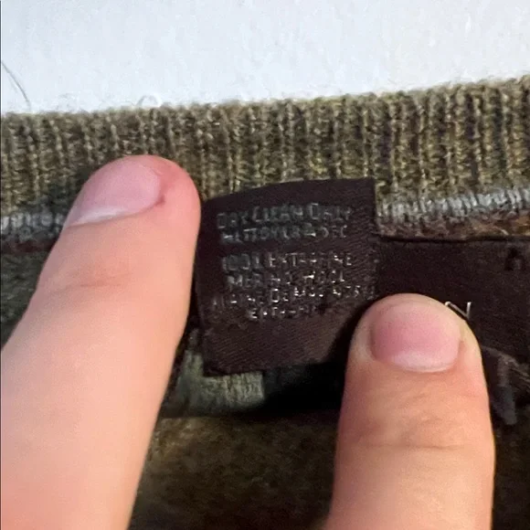 Black Brown 1826 V-Neck Sweater in Olive - Picture 3 of 4